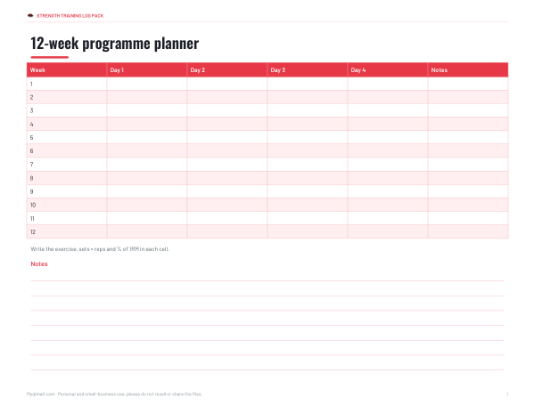Preview of Printable 12-Week Training Planner